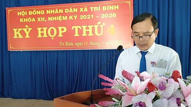 Hội đồng nhân dân xã Trí Bình, huyện Châu Thành: Tổ chức kỳ họp thứ 4 Hội đồng nhân dân xã khóa XII, nhiệm kỳ 2021 - 2026